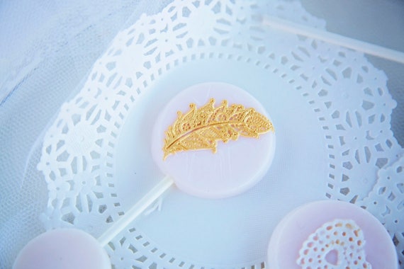 Pink and Gold Lollipop - Pink and gold favor - Pink and gold Baby Shower - Pink and Gold Party - Pink Lollipop - Lollipop Favor - Pink Il_570xn