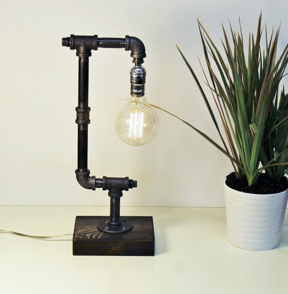 Rustic Home Decor Edison Lamp Desk Accessories Steampunk Light Bedside Pipe Lamp Industrial Art Gift For Men Table Lamp Housewarming