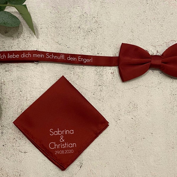 Fliege personalisiert mit Wunschtext | Geschenk Bräutigam Ehemann Trauzeuge Papa Opa Bester Kumpel | Hochzeit Geburtstag Taufe |Geschenkidee