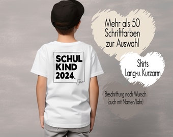 T-Shirt Schulkind 2024 Cool minimalistisch | Einschulung Erstklässler | Einschulungsshirt Erster Schultag Schulanfang Mädchen Junge mit Name