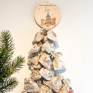 Viele Designs Adventskalender personalisiert Kinder | Säckchen Leinen Stoff zum befüllen |Weihnachtsgeschenk DIY Advent Weihnachten Kalender