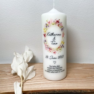 Wedding Candle | Wedding Candle Wedding | Free Wedding Church | Wedding Gift Remembrance Names Marriage Family | Wildflowers Colorful