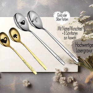 2 Löffel personalisiert Puzzleteil | Teelöffel Gold Silber Farben Gravur | Suppenlöffel Geschenk für Ihn Sie | Liebe Love you complete me