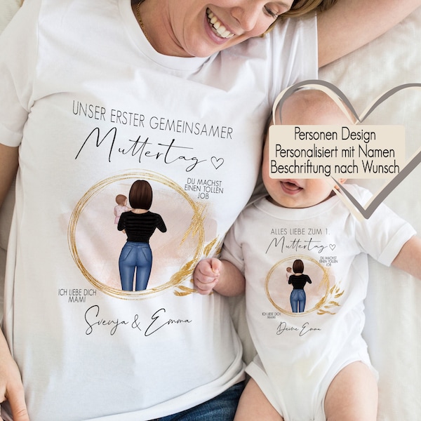 Babybody Baby Body T-Shirt Bügelmotiv Erster Zweiter Muttertag Geschenk | Prost Mama Mutter Sohn Tochter Outfit | Muttertagsgeschenk Person