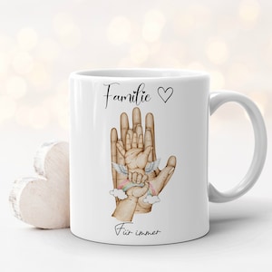 Tasse personalisiert mit Hände nach Wahl Familie Sternenkind Regenbogenbaby Baby Kinder | Fototasse Geschenkidee Schwangerschaftsverkündung