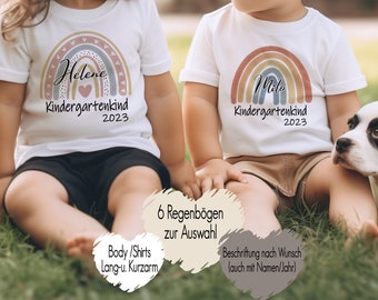 6 rainbows | T-shirt baby body iron-on image kindergarten child personalized name | Kita child gift girl boy | Children's shirt for crèche child