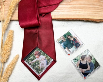 Krawatte Patch personalisiert Foto & Wunschtext| Krawattenklammer Brautvater Papa Trauzeugen Geschenkidee zur Hochzeit Bräutigam Applikation
