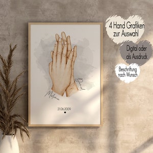 Our Hands Paarposter | Pärchen Liebespaar Brautpaar Geschenk personalisiert | Poster Familie Hände Boho Einzug Verlobungsgeschenk