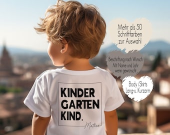 T-Shirt Baby Body Bügelbild Kindergartenkind 2024 personalisiert mit Name minimalistisch Cool | Kitakind Geschenk Mädchen Junge Krippenkind