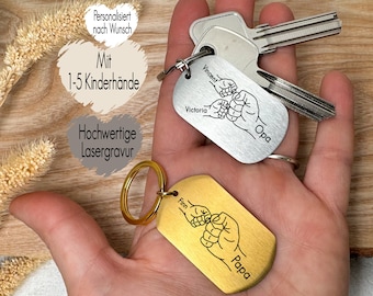 Keychain children's hands personalized dad grandpa fist check | Pendant with name baby children | Engraving on stainless steel family pendant