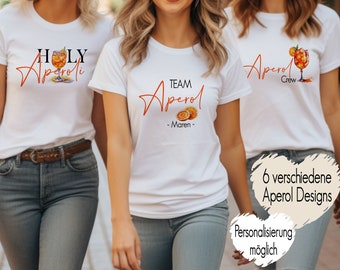 T-Shirt oder Bügelbild Aperol Name Wunschtext möglich | Team Aperol Holy Aperoli Liebe auf den ersten Spritz | Geschenk Freundin Funny