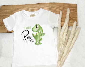 Three Rex Geburtstagsshirt | T-Shirt dritter Geburtstag | 1st Birthday Junge | Dino Birthdayshirt personalisiert T-Rex | Geburtstagskind