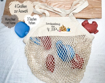 4 Designs | Mesh Bag for Sand Toys Sand Toys | beach bag sand beach playground | with name | Personalized sandbag