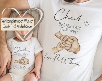 Babybody Baby Body T-Shirt Bügelmotiv Dad of one Two.... | Papa Vater Sohn Tochter Outfit personalisiert Namen | Erster Vatertag Geschenk