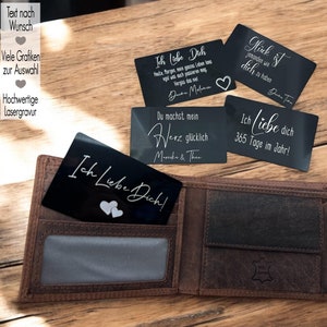 Gravierte Liebes Visitenkarten Paar Geschenk für Ihn | Geschenkidee Frauen Partner Geschenkidee personalisiert Valentinstag Geldbeutel Karte