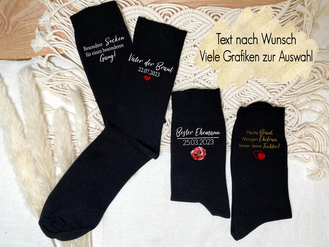 Socken personalisiert Wunschtext Bräutigam Brautvater Trauzeuge