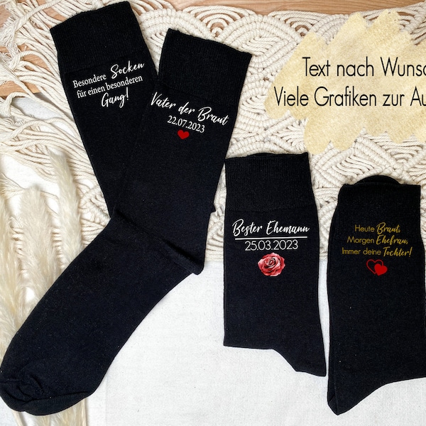 Socken personalisiert | Wunschtext Bräutigam Brautvater Trauzeuge Geschenk Hochzeit | Hochzeitssocken Getting Ready Herren Männer Socken