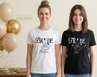 Hen Party T-Shirt Team Bride Crew | Personalized Hen Party Shirts | Wedding Bride Hen Party Women's Group Shirt | Back Print Front Print