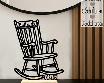 Personalized line art display for retirement | Retirement gift for a colleague | 3D printed rocking chair for retirement