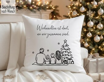 Personalized family Christmas pillow | Family pillow cover with names | Family Christmas gift | Fineline decorative pillow