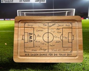 Fußballtrainer Geschenkidee Coach Abschiedsgeschenk Fußballfan | Schneidebrett für Trainer Vesperbrett  personalisiert Holzbrett Handschrift