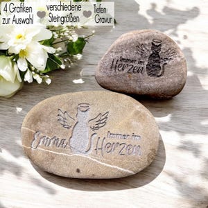 Gedenkstein mit Gravur Grabschmuck Natur Trauerstein Andenken Haustier Hund Katze Memorial Name Gedenktafel Trauerdeko Urnengrab Grabstein