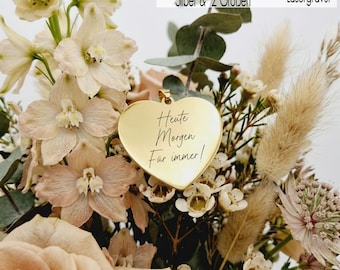 Memorial Bridal Bouquet Pendant | Engraved Heart Charm for Weddings | Memorial Pendant with Personalized Text | Remembering Grandma Grandpa Loved Ones