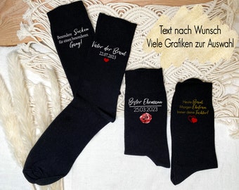 Socken personalisiert | Wunschtext Bräutigam Brautvater Trauzeuge Geschenk Hochzeit | Hochzeitssocken Getting Ready Herren Männer Socken