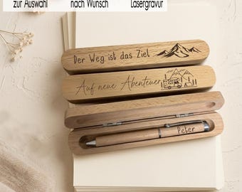 Personalized Ballpoint Pen Gift Set | Gift for Travel & Outdoor Enthusiasts | Wooden Gift Box, Engraved Pen, Hiking