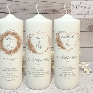 Wedding Candle | Wedding Candle Wedding | Free Wedding Church | Wedding Gift Remembrance Names Marriage Family | Pampas beige boho