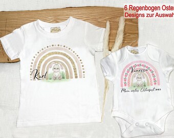 6 Easter Rainbow Selection | Birthday Shirt T-Shirt Body Birthday Girls Boys | Long sleeve shirt personalized underwire motif rabbit