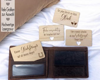 Engraved lucky charm business cards | Family gift for grandma, grandpa, mom, dad | Gift idea for friends | Drive carefully | Wallet card