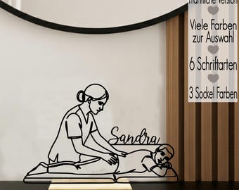 Personalized gift idea for physiotherapists | Gift & practice decor for therapists | Line art display stand, 3D printed, thank you from a doctor