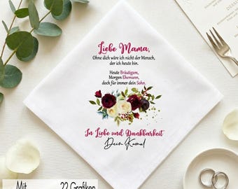 Personalized fabric handkerchief for happy tears at the wedding | Wedding handkerchief for parents and best man/maid of honor – a loving keepsake