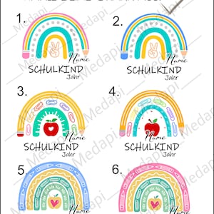 T-Shirt Schulkind 2024 Regenbogen Bunt Einschulung Erstklässler Einschulungsshirt Erster Schultag Schulanfang Mädchen Junge mit Namen Bild 2