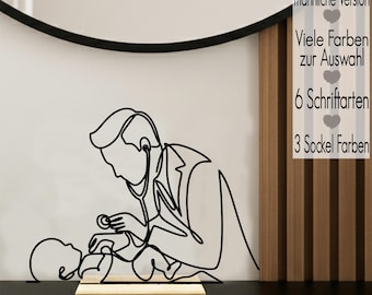 Personalized pediatrician gift idea with name | Gift & practice decor for doctors and midwives | Line Art display stand, 3D printed, thank you