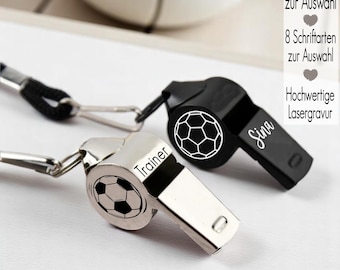 Sport Geschenk für Trainer mit Gravur personalisierte Pfeife Trillerpfeife mit Band Fitness Sportstudio Fußball Handball und co. Anpfiff