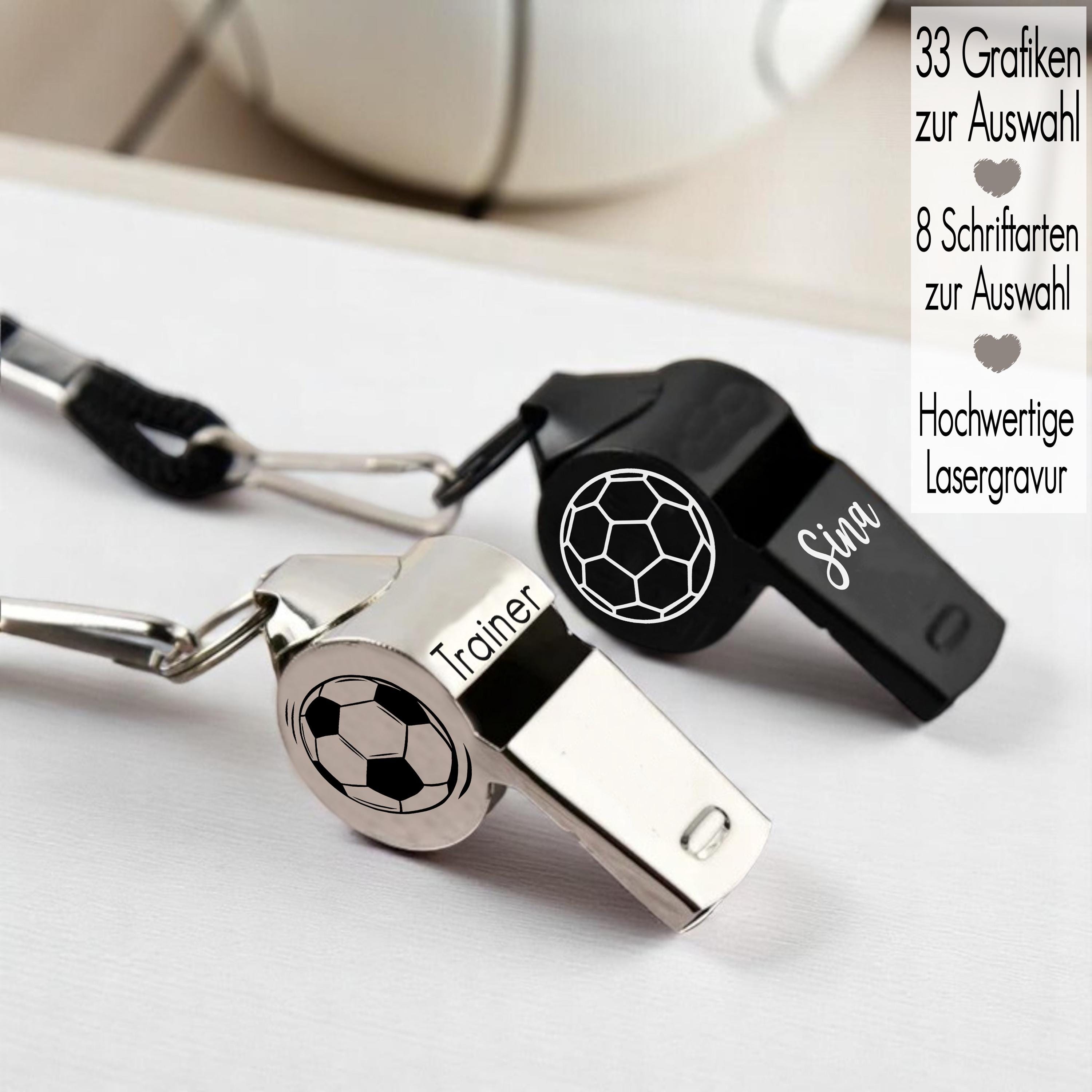 2 Coach-Pfeifen Als Geschenk – Edelstahl, Mit Aufdruck 'Hinter Jedem Spieler...', Laut Bis 120 DB