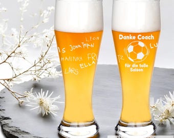 Weizenglas mit Gravur Trainer Geschenk Fußball personalisiert mit Name Team Geschenkidee Abschied Saison Ende Bierglas Fußballtrainer