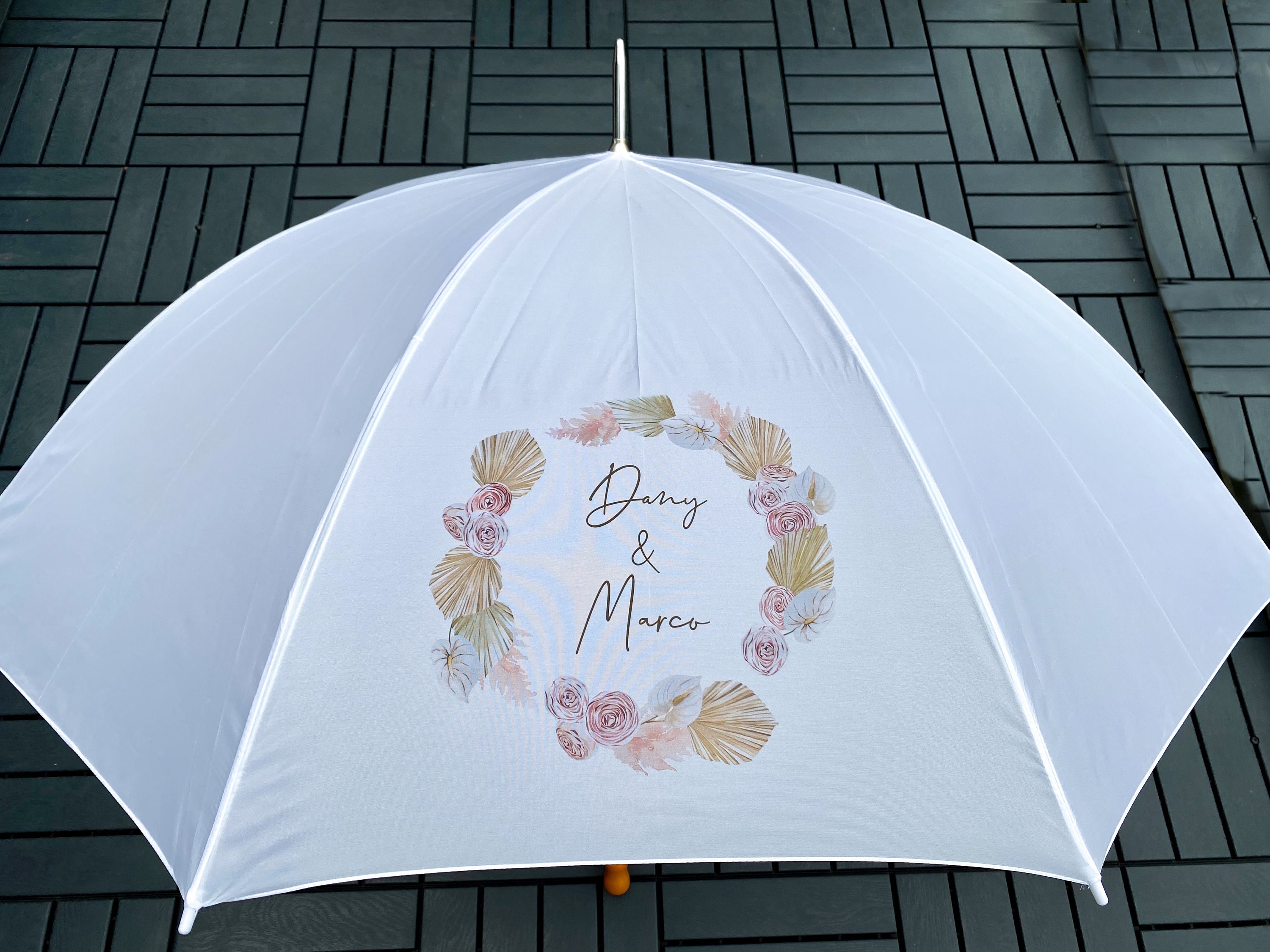 Abbylike Papierschirme Für Hochzeiten – 84 Cm Weiß Mit Personalisierbaren Etiketten, Korb & Schild (20 Sets Inklusive)