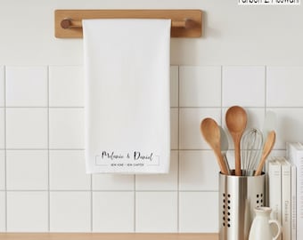 Geschirrtuch personalisiert Namen | Küchentuch Geschirrhandtuch | Geschenkidee zum Einzug Hausbau Umzug | Mitbringsel Einweihung
