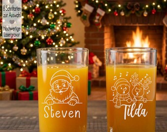 Personalized Christmas glass for children with engraving | Christmas glass with name, gift idea for boys and girls, Christmas Santa Claus, angel