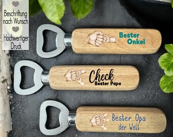 Personalized bottle opener with engraving, perfect gift idea for dad, uncle, or grandpa. Beer opener with name, wooden bottle opener, birthday present, gift idea for him.