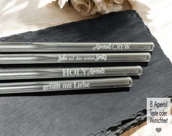 Glas Strohhalme personalisiert Holy Aperoli | Trinkhalm mit Gravur Freundinnen Geschenk JGA Bachelorette Party Fasching mit Name Glashalm