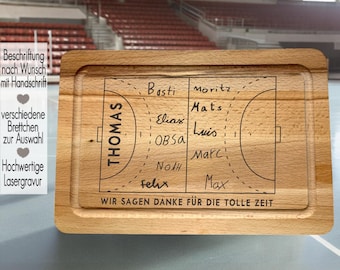 Handballtrainer Geschenkidee Coach Abschiedsgeschenk  Schneidebrett für Trainer Vesperbrett  personalisiert Holzbrett Handschrift
