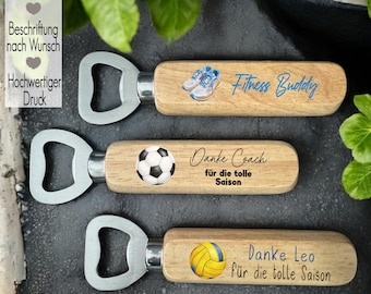 Personalized bottle opener with engraving, trainer gift idea, end-of-season football beer opener, handball bottle opener, wooden gift idea for him