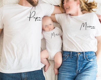 Familien Outfit T-Shirt Baby Body oder Bügelmotiv | Mama Papa Baby Kind Mini | Fotoshooting Geschenk Eltern Pfeil schlicht mit Herz