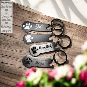 Einkaufswagenlöser Metall + Flaschenöffner Einkaufswagenchip Schlüsselanhänger I Einkaufschip Gravur  Geschenkidee Pfotenabdruck Tier Hund