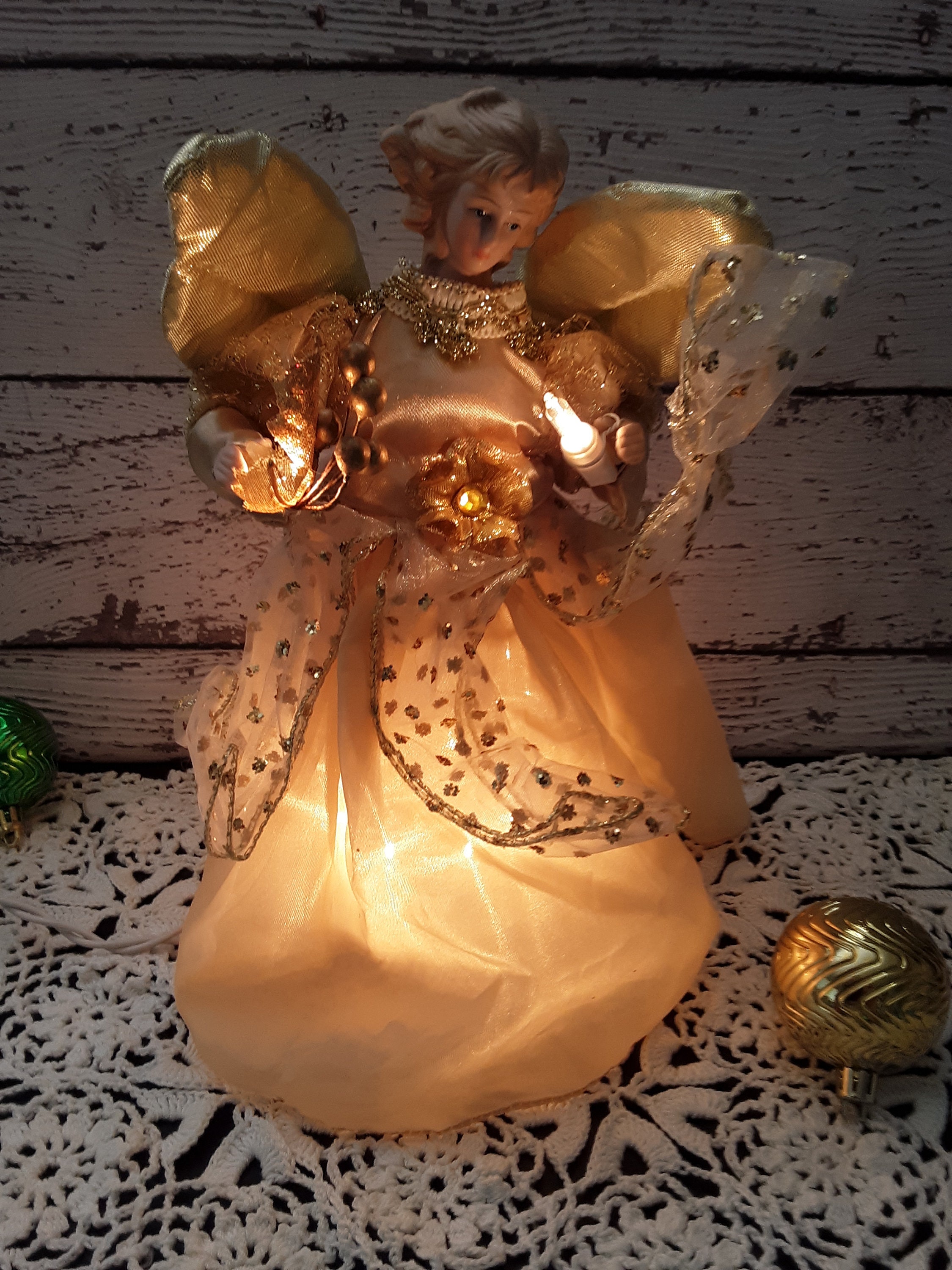 Vintage 10 Lighted Angel Tree Topper / Ornament Etsy