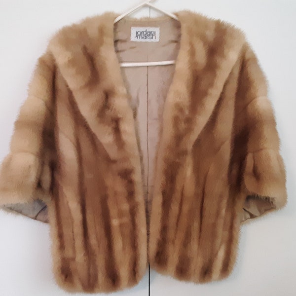 Vintage 1950's Jordan Marsh Mink Stole Tan